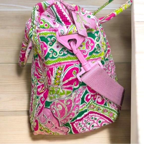 Vera Bradley Pinwheel Pink Quilted Large Weekender Travel Carry On Retired - Picture 11 of 14